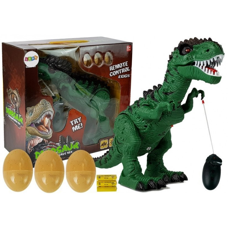 Dinosaurus Tyrannosaurus Rex 54 cm s vajíčkami RC - zelený